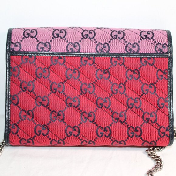 GUCCI NEW CANVAS GG Red Pink Marmont Wallet WOC Crossbody Shoulder Bag 474575 - Picture 2 of 9
